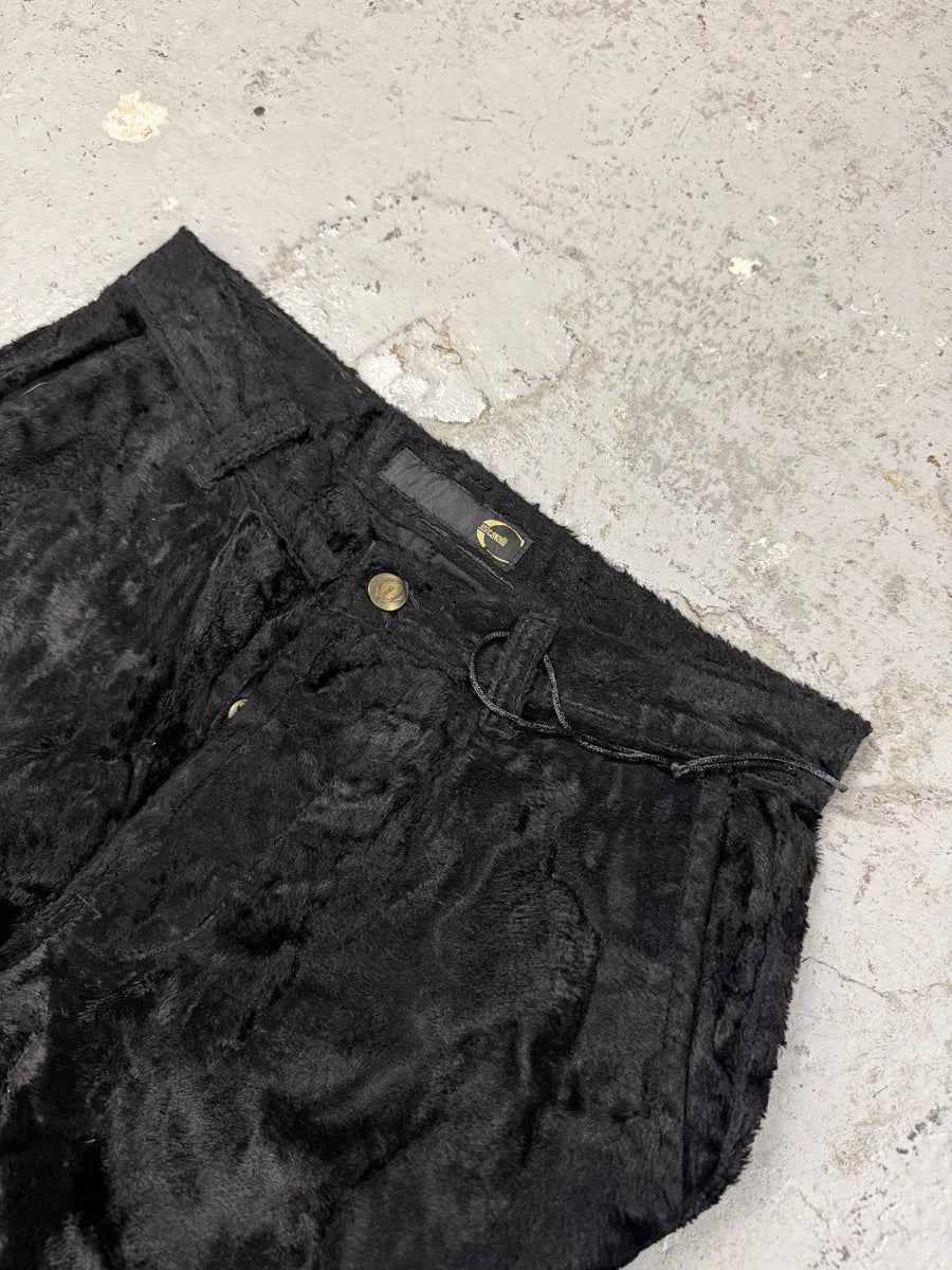 2000s Cavalli Black Faux Fur Flower Pants yxbbnKQ 12