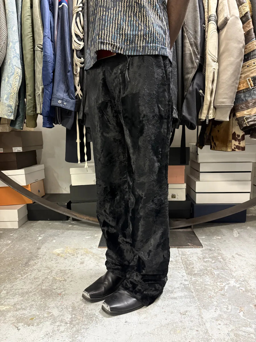 2000s Cavalli Black Faux Fur Flower Pants yxbbnKQ 2