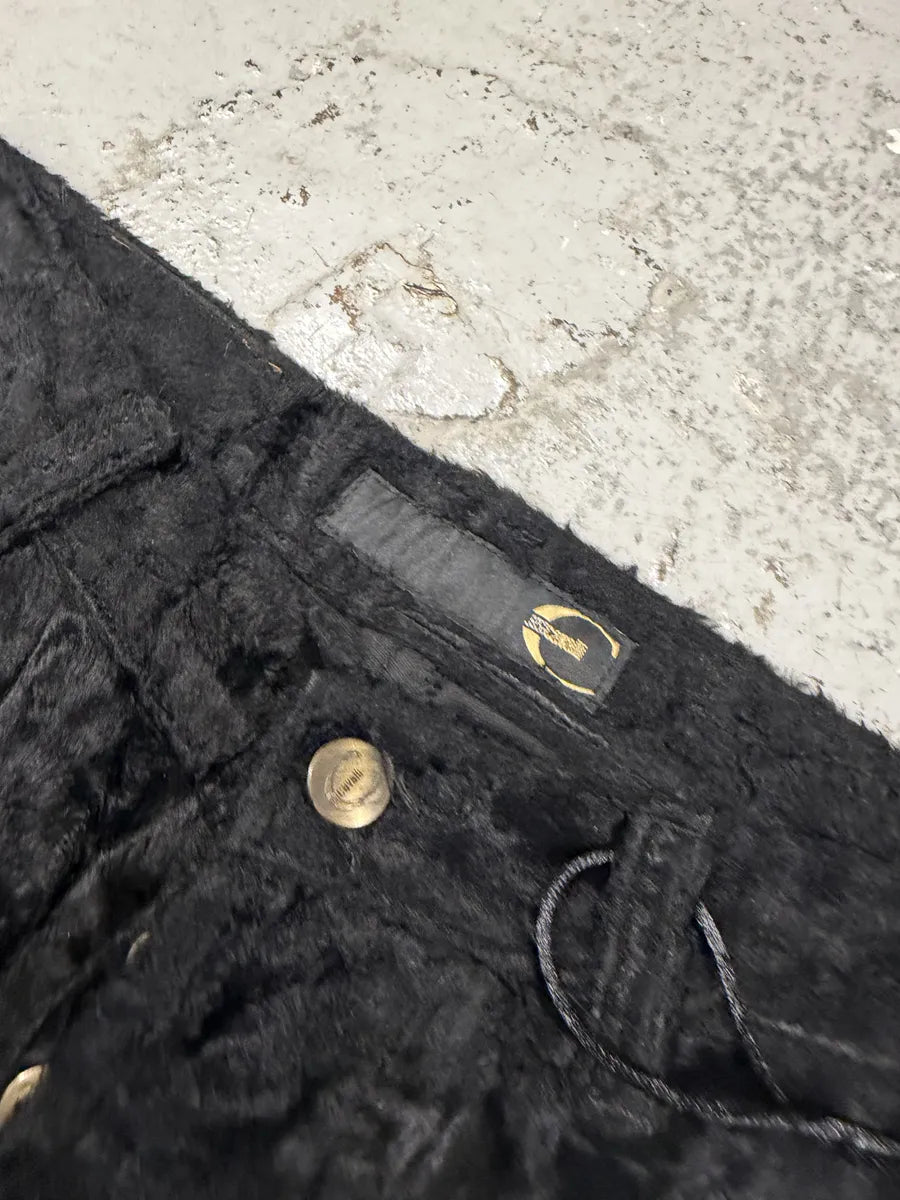 2000s Cavalli Black Faux Fur Flower Pants yxbbnKQ 9