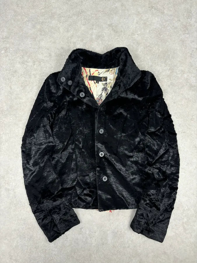 2000s Cavalli Black Faux Fur Light Jacket tAlyVJF 0