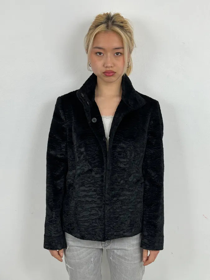 2000s Cavalli Black Faux Fur Light Jacket tAlyVJF 1