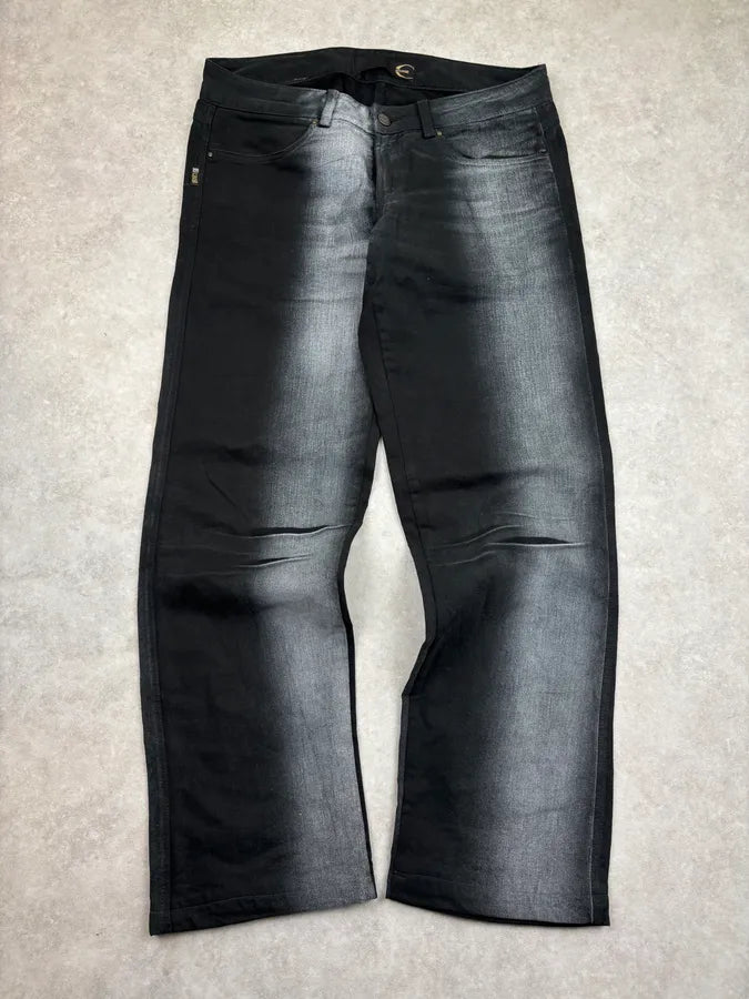2000s Cavalli Black Flared Grey Black Faded Denim Jeans sQjUBaF 0