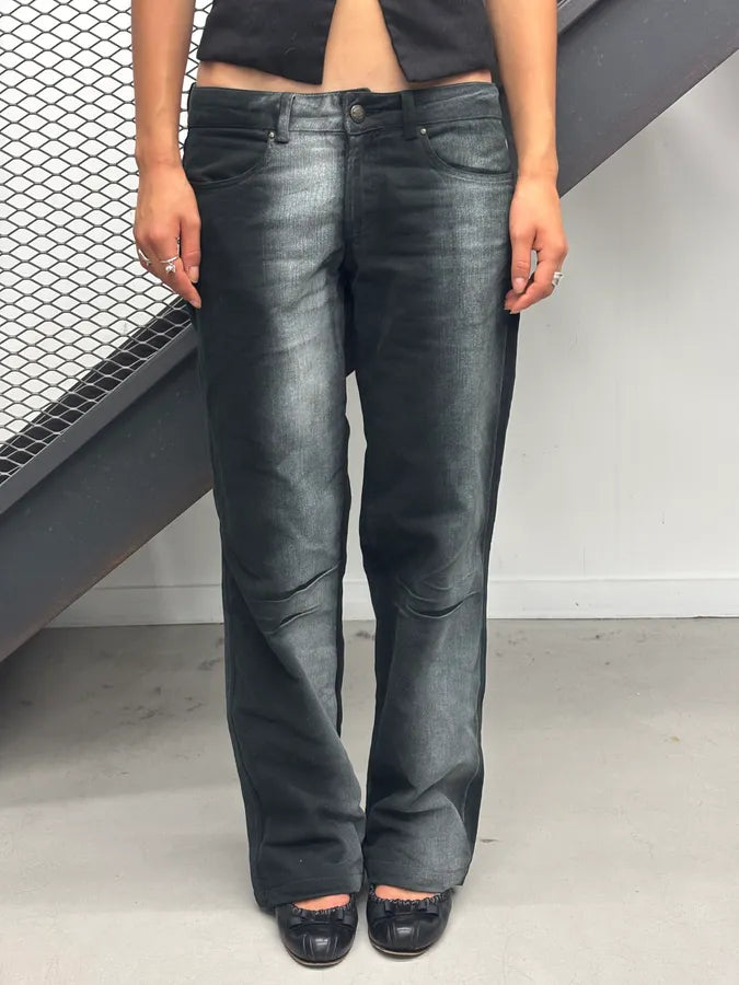 2000s Cavalli Black Flared Grey Black Faded Denim Jeans sQjUBaF 1