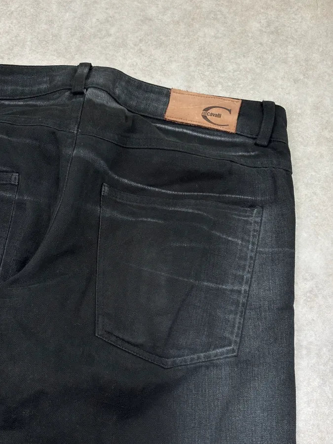 2000s Cavalli Black Flared Grey Black Faded Denim Jeans sQjUBaF 7