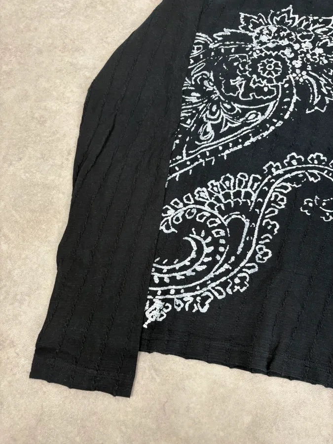 AW2003 Cavalli Black Floral Presley Tribe Longsleeve T-Shirt CUtGEnk 6
