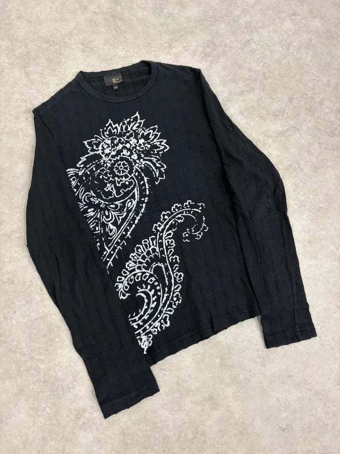 AW2003 Cavalli Black Floral Presley Tribe Longsleeve T-Shirt CUtGEnk 3