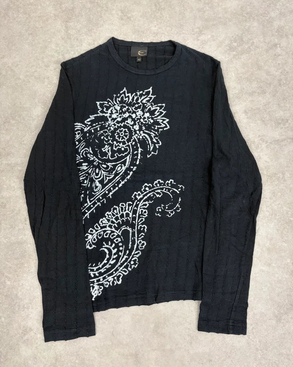 AW2003 Cavalli Black Floral Presley Tribe Longsleeve T-Shirt CUtGEnk 0