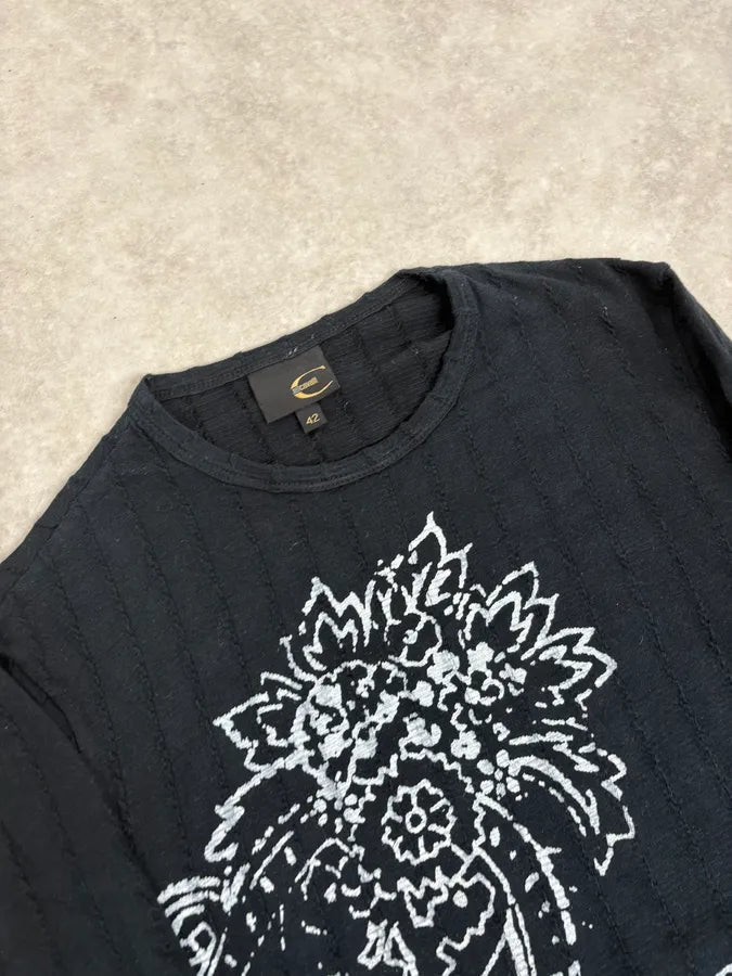 AW2003 Cavalli Black Floral Presley Tribe Longsleeve T-Shirt CUtGEnk 4