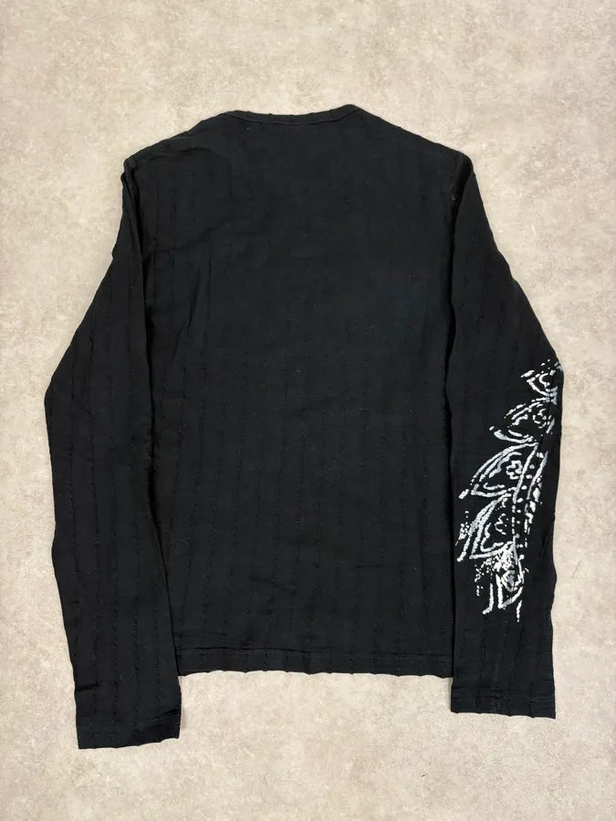 AW2003 Cavalli Black Floral Presley Tribe Longsleeve T-Shirt CUtGEnk 5