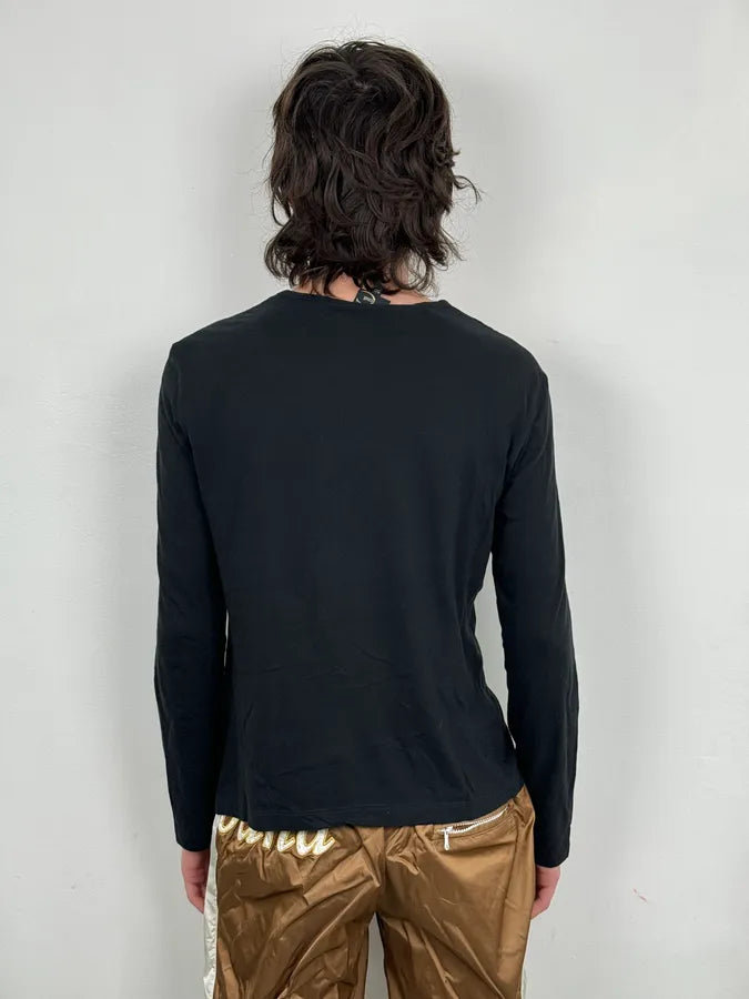 SS2007 Cavalli Black Golden Baroque Ornaments Longsleeve T-Shirt KuwZhwv 2