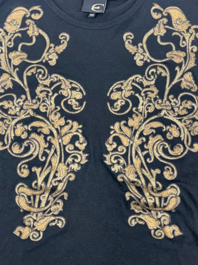 SS2007 Cavalli Black Golden Baroque Ornaments Longsleeve T-Shirt KuwZhwv 6