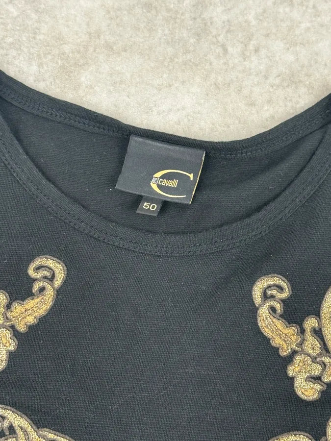 SS2007 Cavalli Black Golden Baroque Ornaments Longsleeve T-Shirt KuwZhwv 8