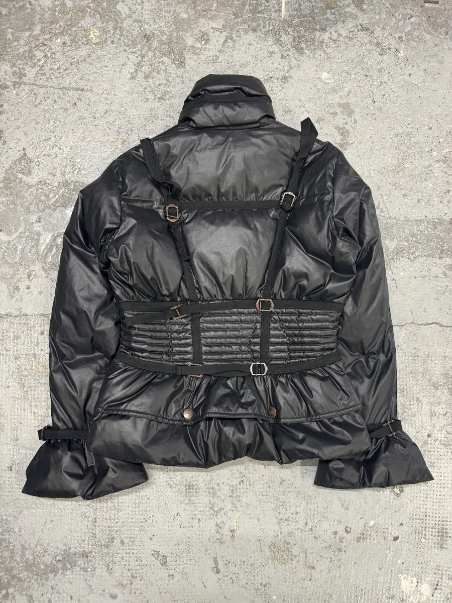 2000s Cavalli Black Harness Bondage Puffer Jacket EYACwkX 1