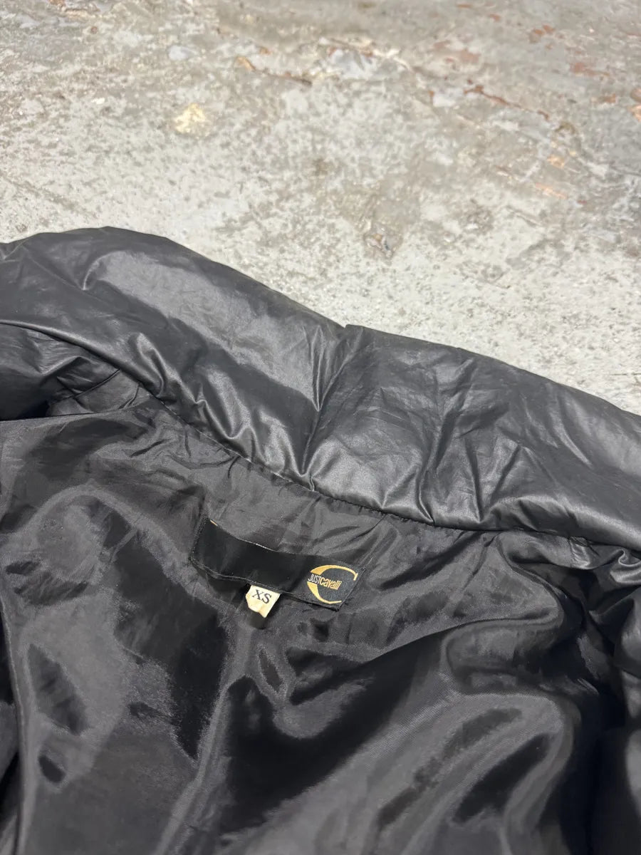 2000s Cavalli Black Harness Bondage Puffer Jacket EYACwkX 8