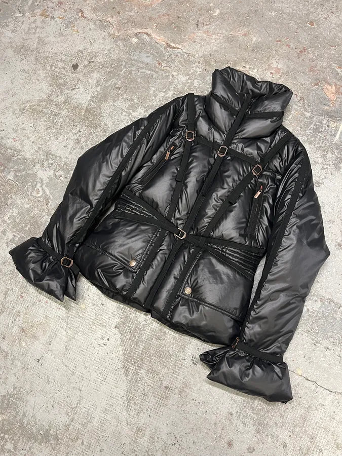 2000s Cavalli Black Harness Bondage Puffet Jacket (M) tSMdkWx 1