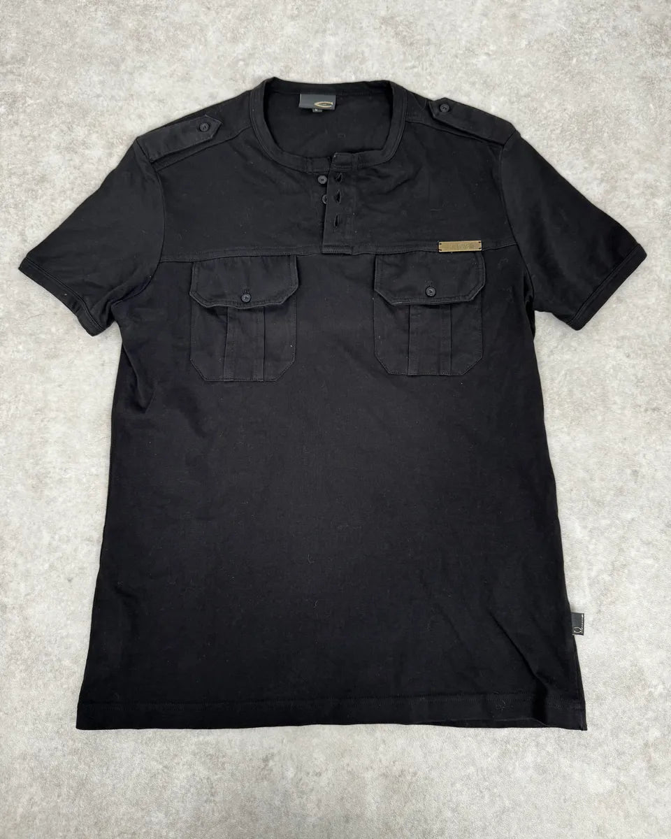 2000s Cavalli Black Henley Cargo T-Shirt cQFyGWL 0