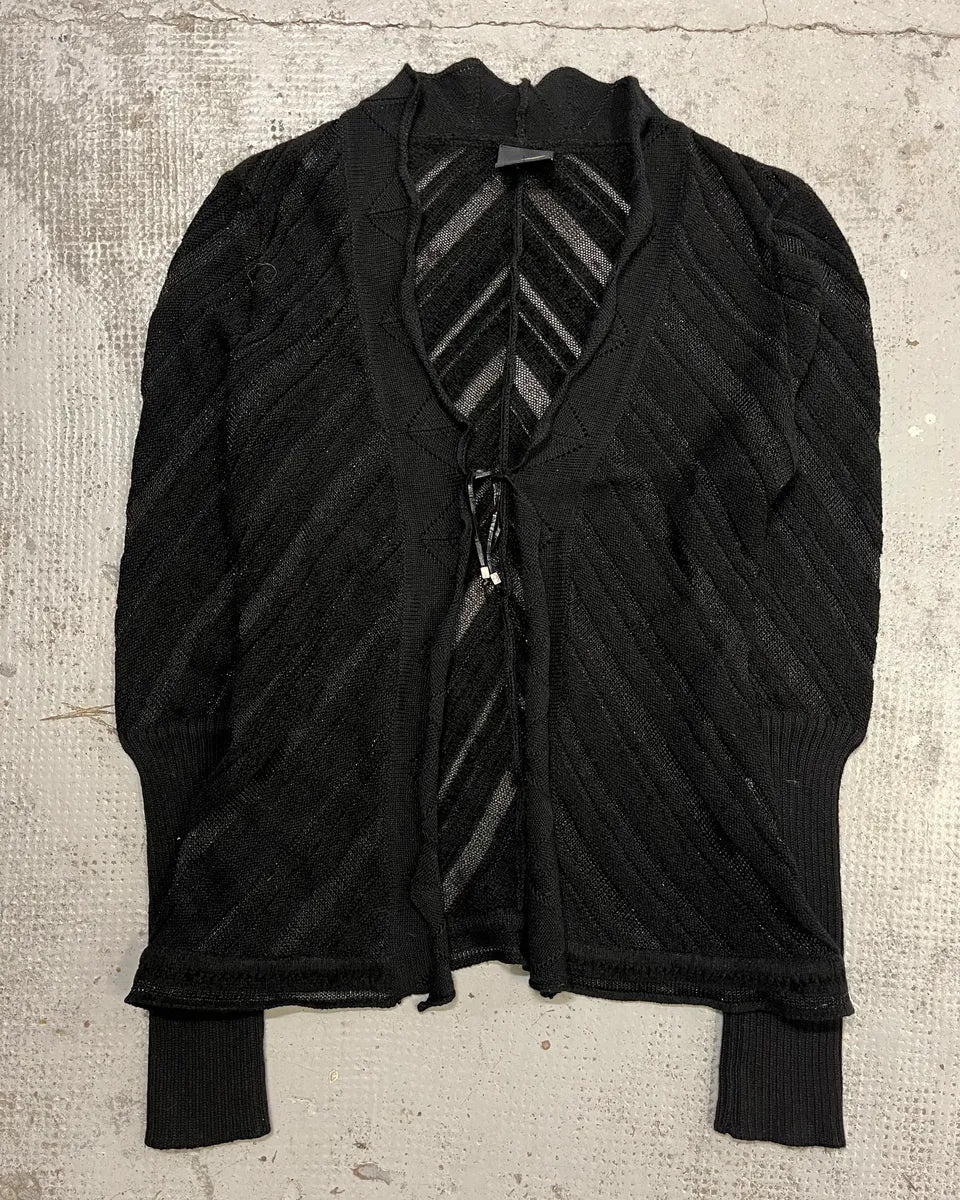 2000s Cavalli Black Knit Sheer Black Cardigan tDfVaKq 0