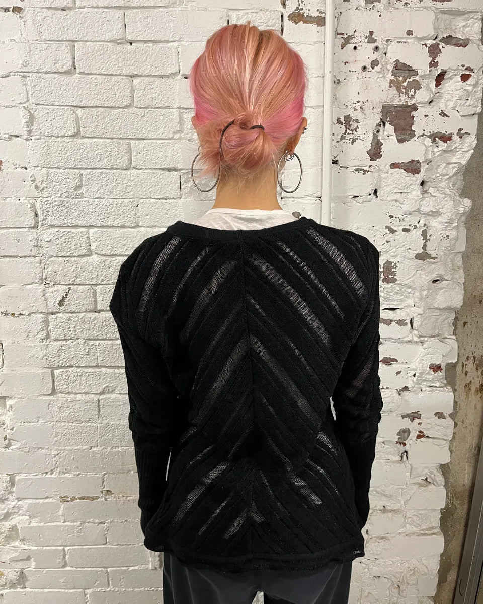 2000s Cavalli Black Knit Sheer Black Cardigan tDfVaKq 2