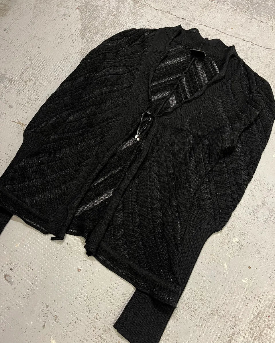 2000s Cavalli Black Knit Sheer Black Cardigan tDfVaKq 3