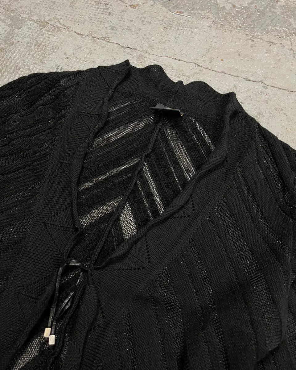 2000s Cavalli Black Knit Sheer Black Cardigan tDfVaKq 4