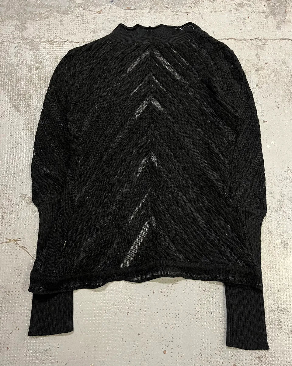 2000s Cavalli Black Knit Sheer Black Cardigan tDfVaKq 6