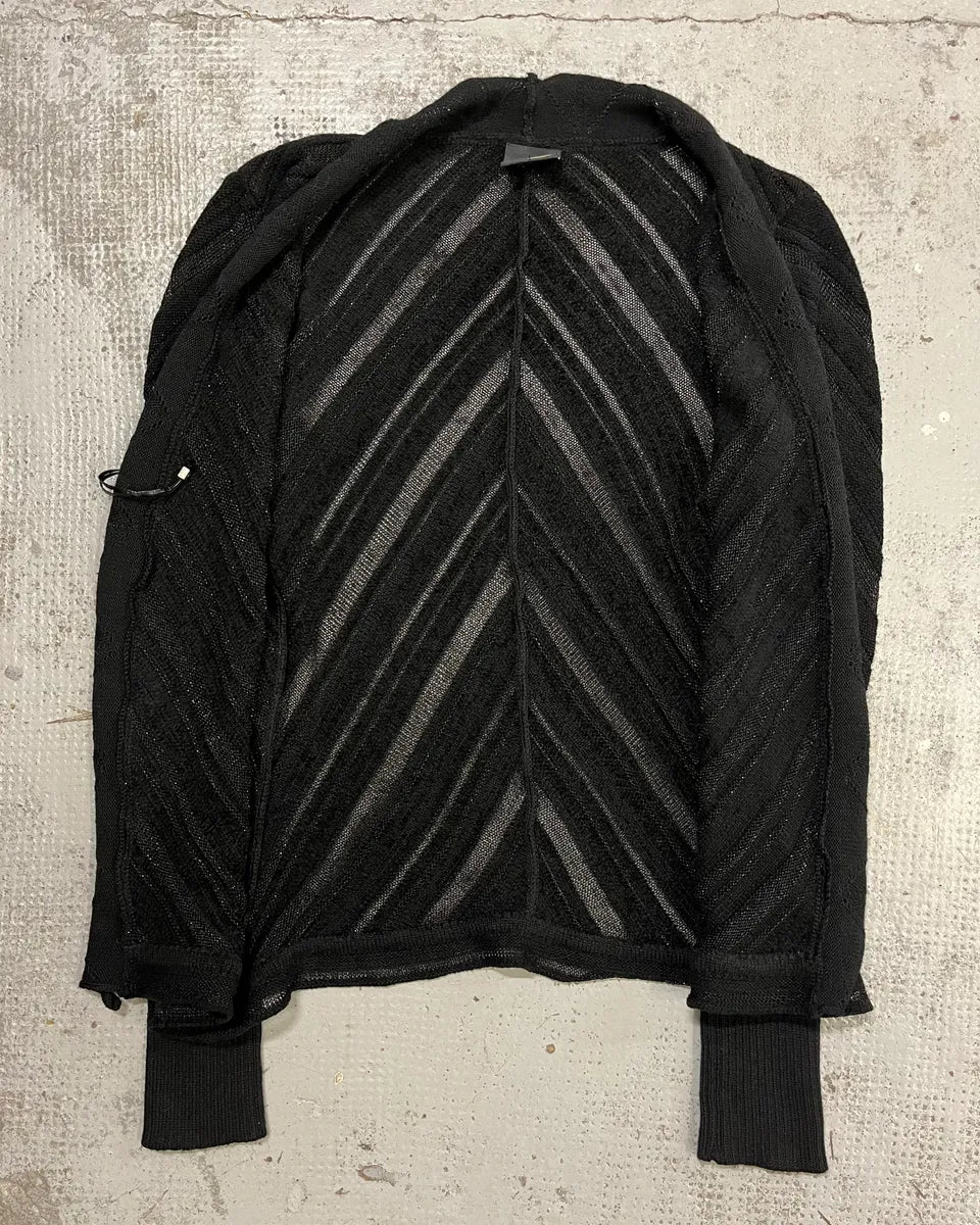 2000s Cavalli Black Knit Sheer Black Cardigan tDfVaKq 7