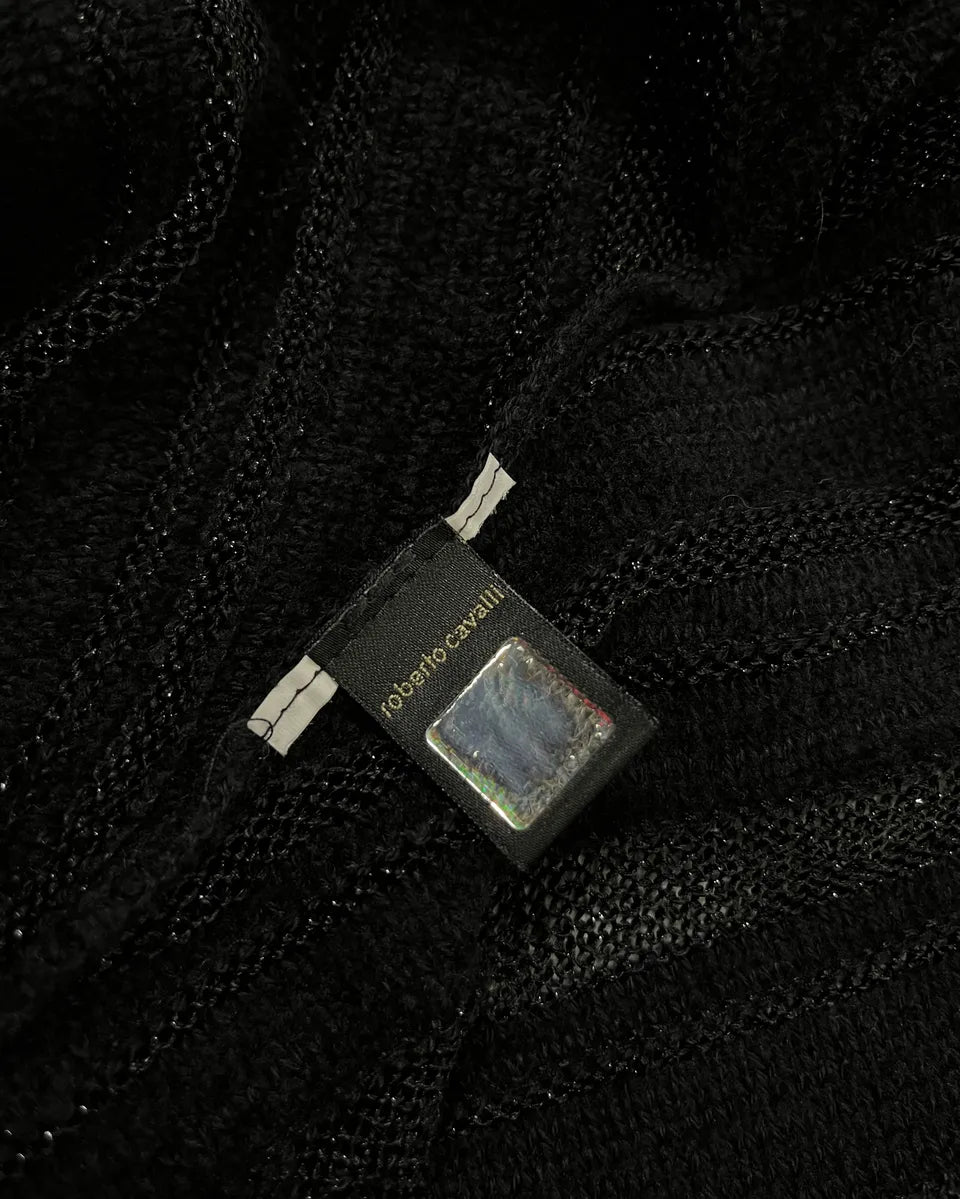 2000s Cavalli Black Knit Sheer Black Cardigan tDfVaKq 9