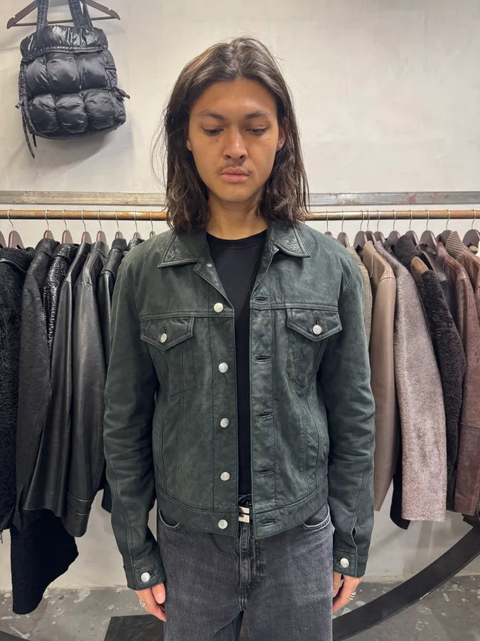 2000s Cavalli Black Leather Buttoned Jacket (M) yNONaGQ 1