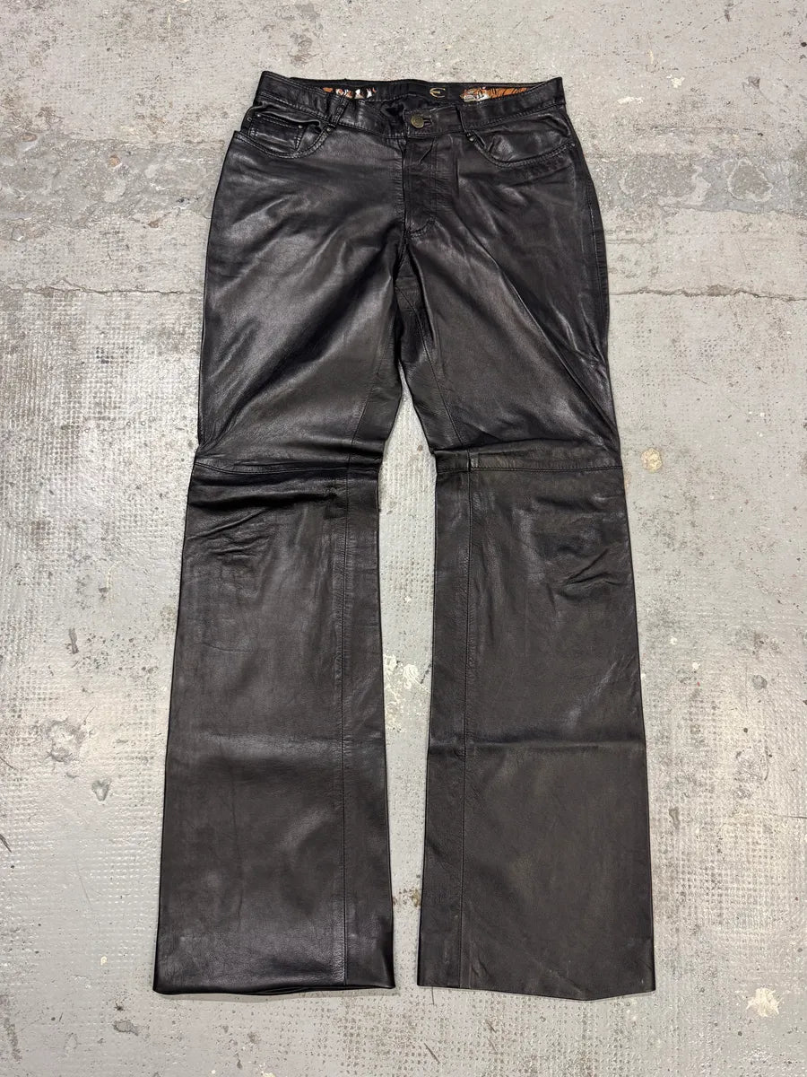 2000s Cavalli Black Leather Pants RXAVRwH 0