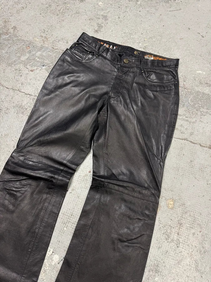 2000s Cavalli Black Leather Pants RXAVRwH 2