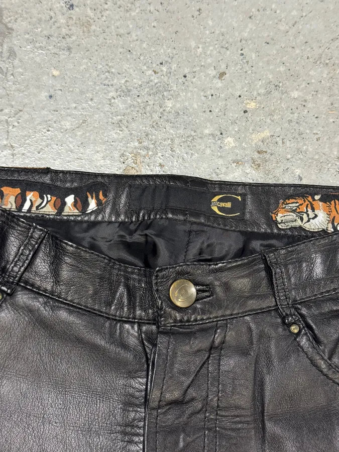 2000s Cavalli Black Leather Pants RXAVRwH 6