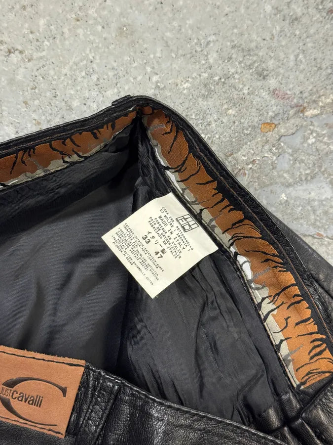 2000s Cavalli Black Leather Pants RXAVRwH 7
