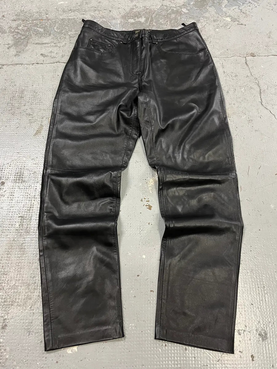 2000s Cavalli Black Minimalist Leather Pants zrUgHxa 0