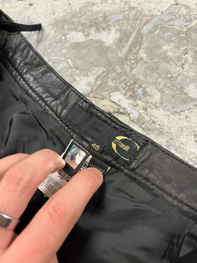 2000s Cavalli Black Minimalist Leather Pants zrUgHxa 10