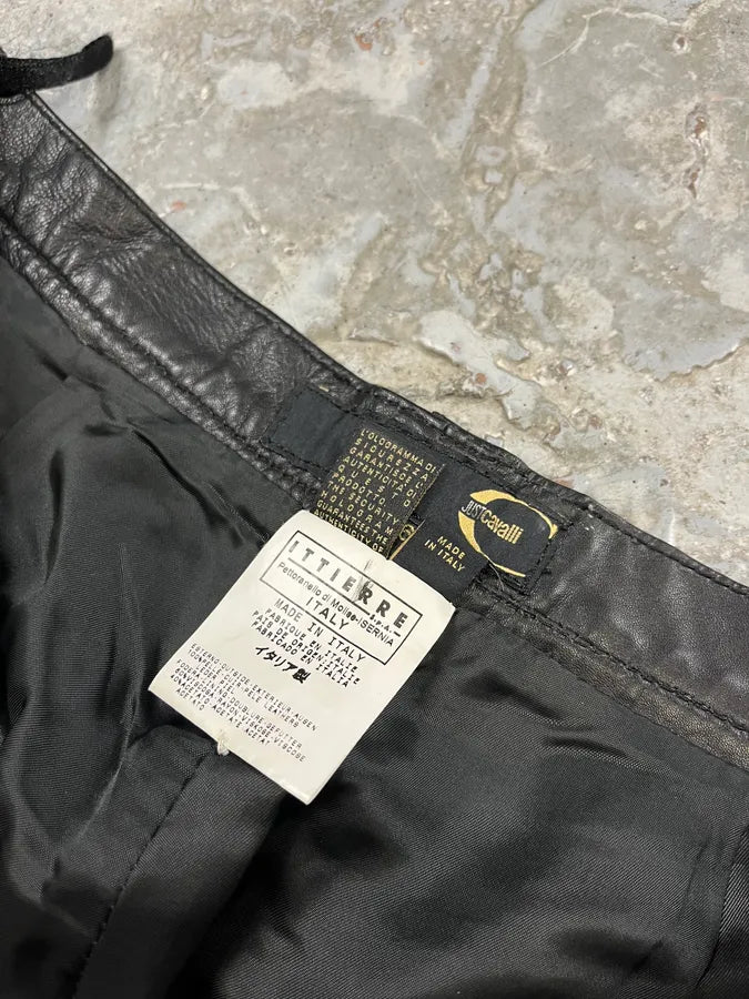 2000s Cavalli Black Minimalist Leather Pants zrUgHxa 11