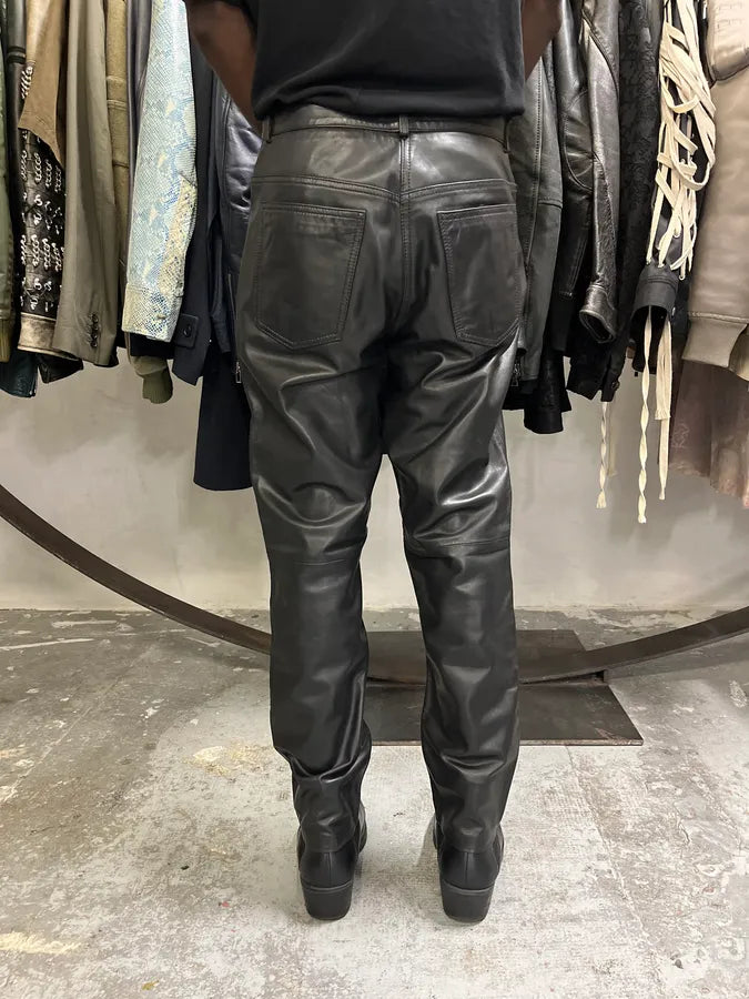 2000s Cavalli Black Minimalist Leather Pants zrUgHxa 3