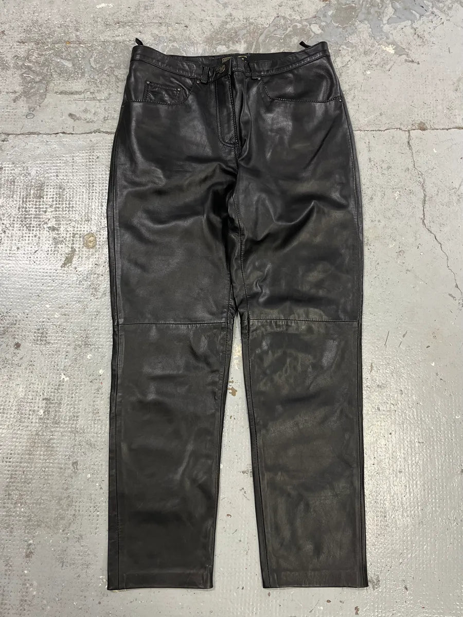 2000s Cavalli Black Minimalist Leather Pants zrUgHxa 4
