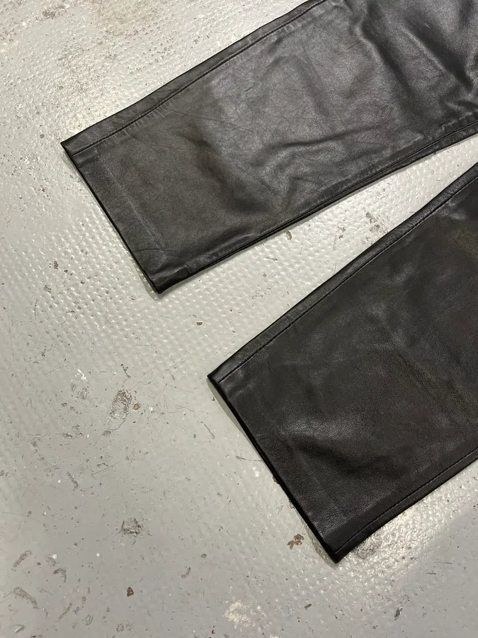 2000s Cavalli Black Minimalist Leather Pants zrUgHxa 6