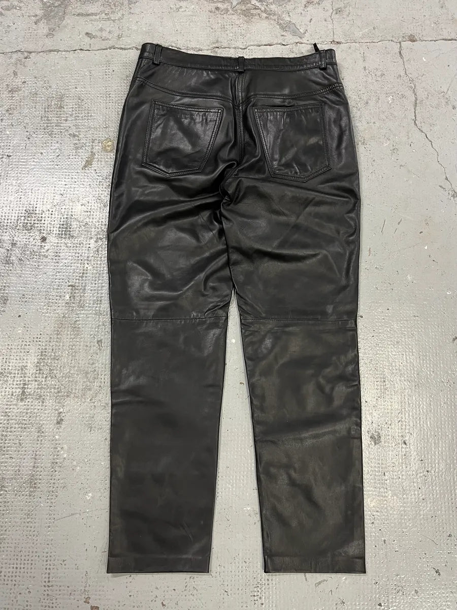 2000s Cavalli Black Minimalist Leather Pants zrUgHxa 7