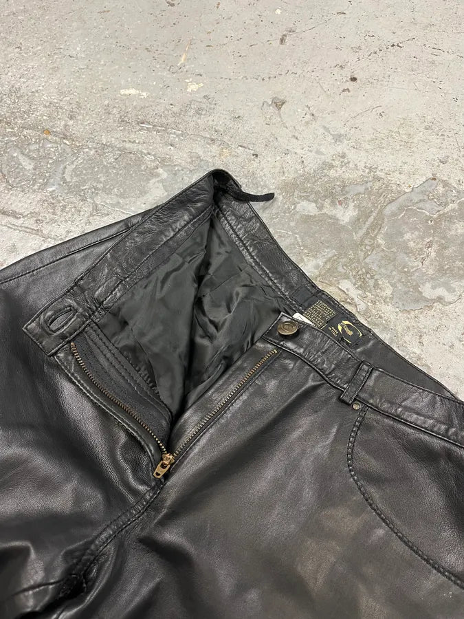 2000s Cavalli Black Minimalist Leather Pants zrUgHxa 9