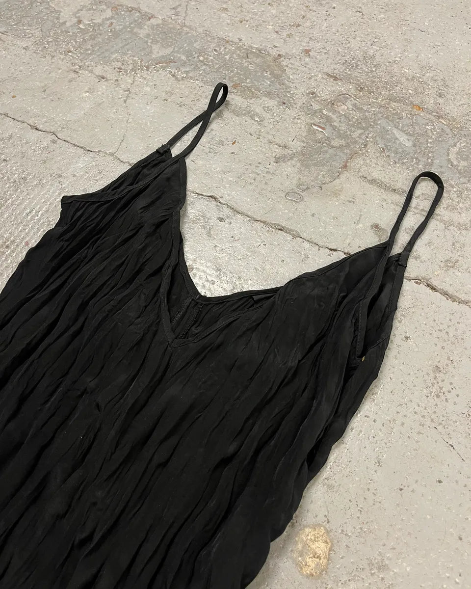 2000s Cavalli Black Minimalist Plissed Effect Dress wfjWqpQ 4