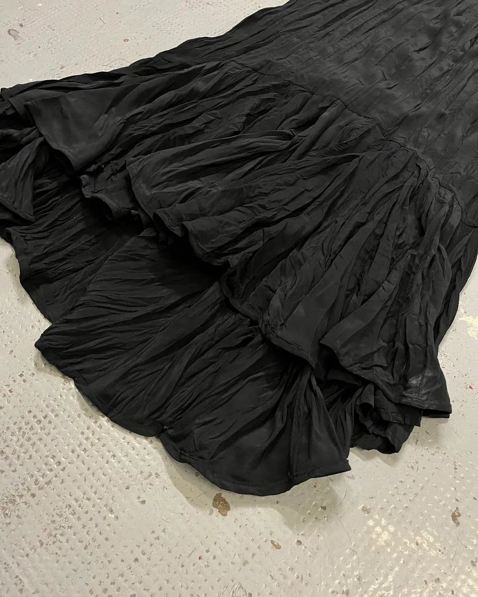 2000s Cavalli Black Minimalist Plissed Effect Dress wfjWqpQ 5