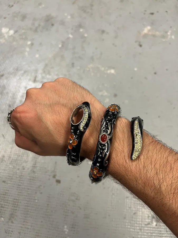 2000s Cavalli Black Ornament Snake Bracelet Watch jRglXwp 0