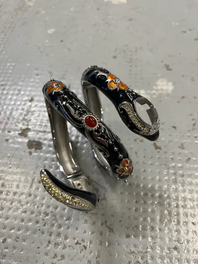 2000s Cavalli Black Ornament Snake Bracelet Watch jRglXwp 1