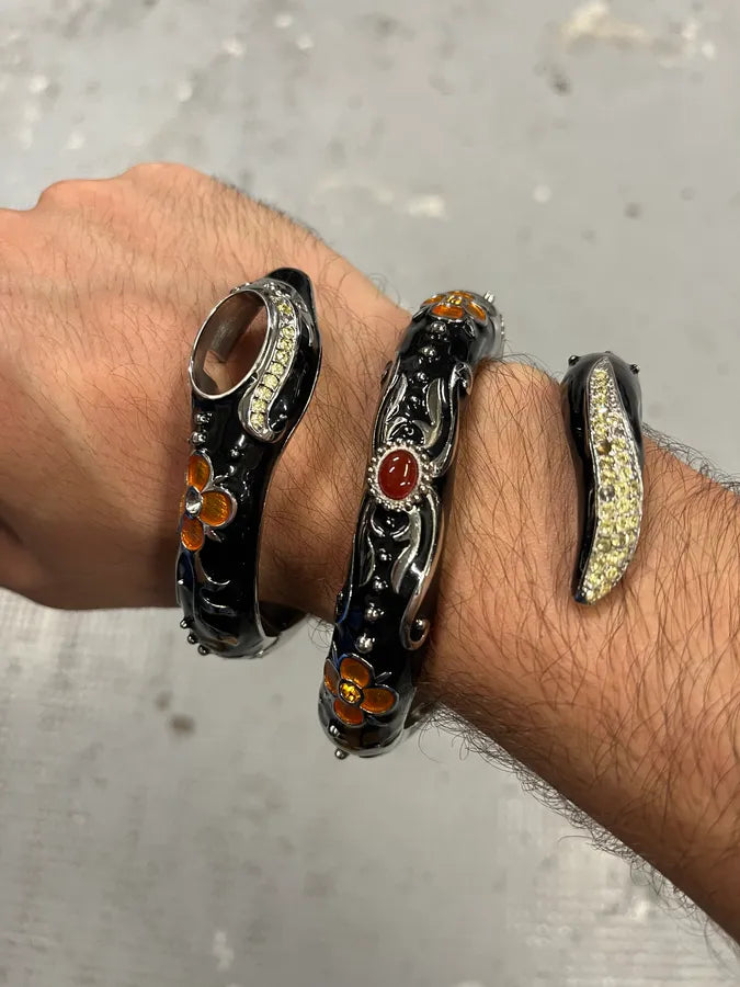 2000s Cavalli Black Ornament Snake Bracelet Watch jRglXwp 2