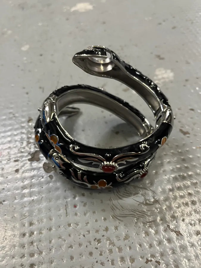 2000s Cavalli Black Ornament Snake Bracelet Watch jRglXwp 6