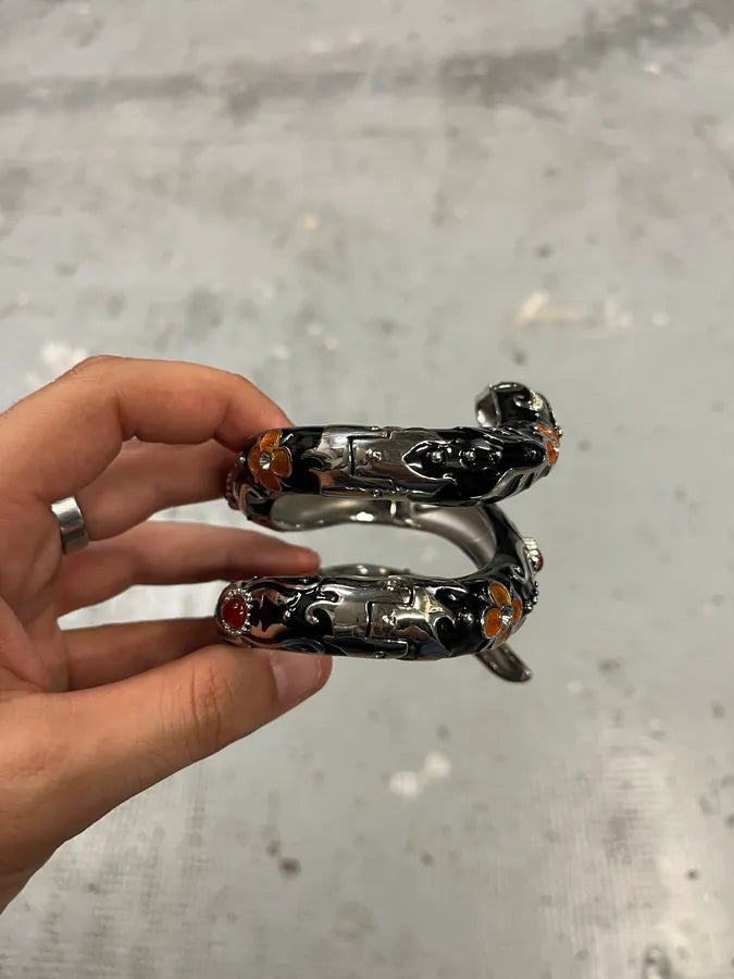 2000s Cavalli Black Ornament Snake Bracelet Watch jRglXwp 7