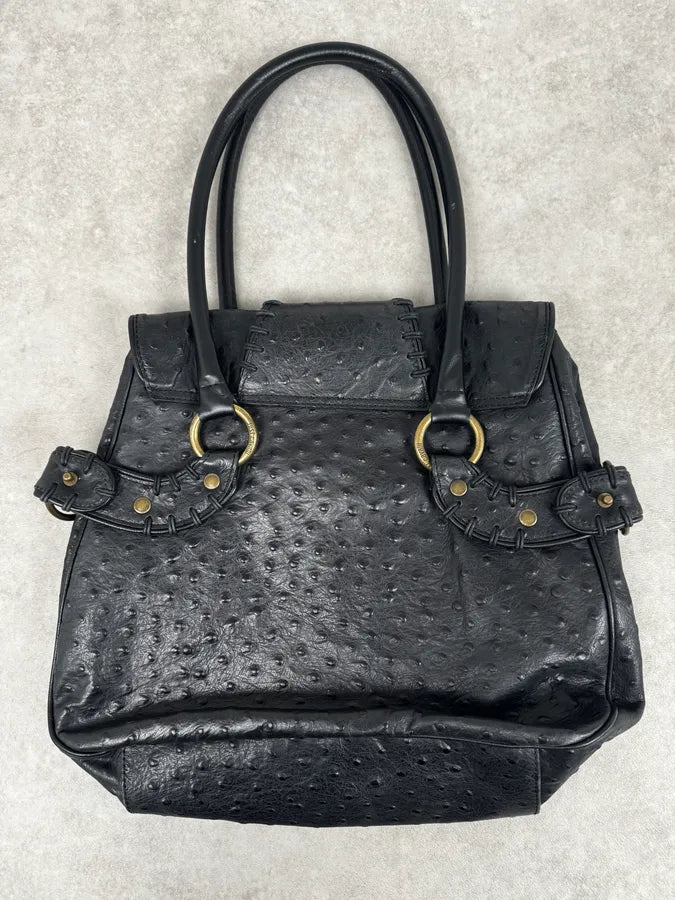SS2008 Cavalli Black Ostrich Effect Leather Handle Bag vpJUnvv 2