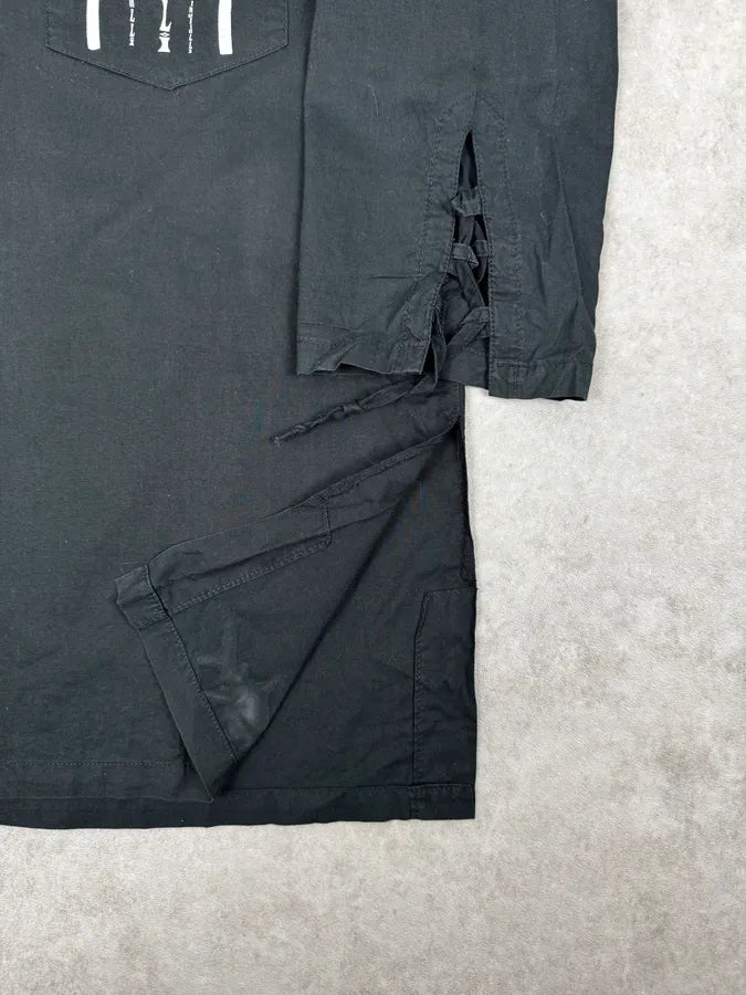 2000s Cavalli Black Palm Tree Graphic Lace-Up Shirt GnIfeCJ 9