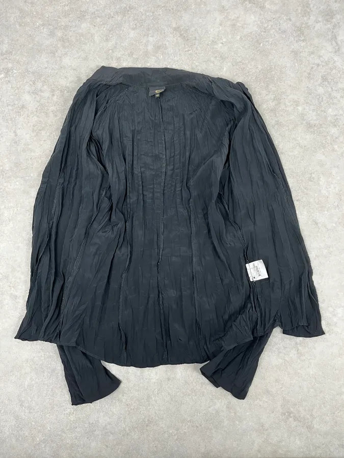 2000s Cavalli Black Pleats Minimalist Shirt DNAgUBh 6